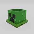 3.png Creeper Plantpot Minecraft (with water tray) recessed...