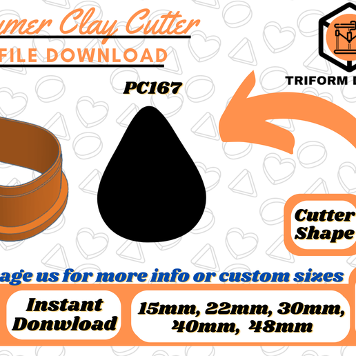 Wide Drop Polymer Clay Cutter | PC167 3D model