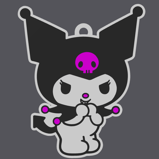 Kuromi Keychain x3 3D model
