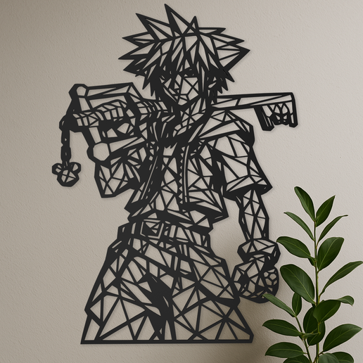 Sora Low Poly Kingdom Hearts - Wall Decoration