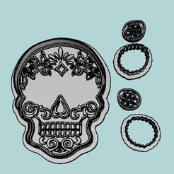 1Calavera73x53.jpg STL file Coconut Skull. Cutter with Stamp/Stamp・3D printing template to download