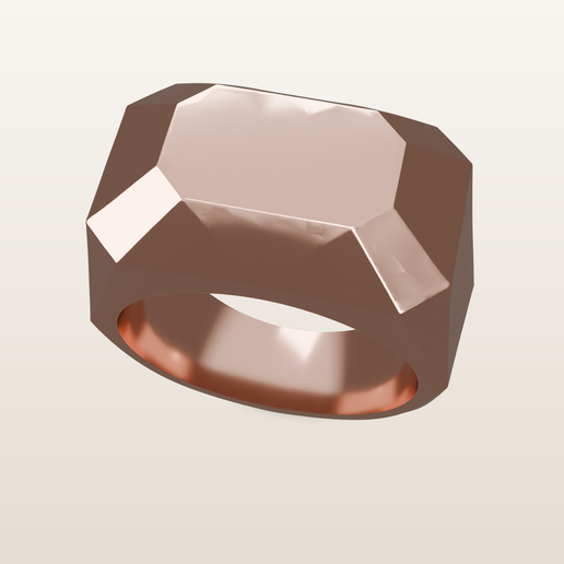Faceted Geometric Ring – Chunky Gem Cut Ring STL (US 5-13)