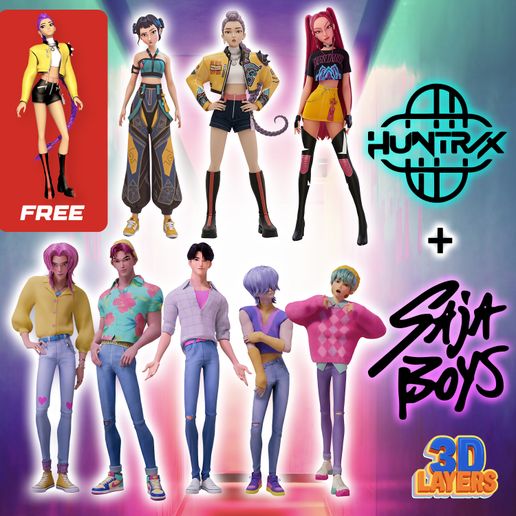 🎵 Kpop Demon Hunters Pack - Huntrx and Saja Boys・ STL File for