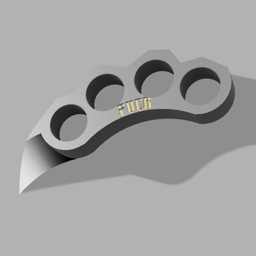 Claw Knuckle Duster "FUCK" Edition (Engraved) - Reinforced STL (Easy Color Swap) - 3D model önizlemesi