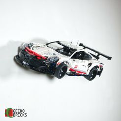 3.jpg STL file 2 in 1 Wall Mount for Technic Porsche 911 RSR 42096 - angled & flush mount・Model to download and 3D print