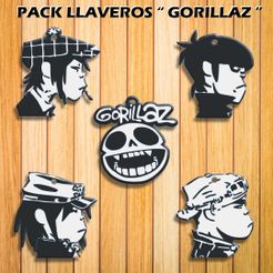 AAAAAAAAAAAAAAAAAAAAAGORILLAZ.jpg Fichier STL PACK 5 PORTE-CLÉS DE "GORILAZ".・Modèle à télécharger et à imprimer en 3D