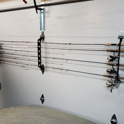STL file Garage Door / Wall Mount Fishing Rod Holder 🚪・3D print
