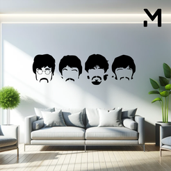 Beatles-Faces.png Wall silhouette - The Beatles - Faces