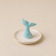 5.png Mermaid Tail Ring Holder | Coastal Jewelry Dish | Beach Decor Organizer | Ocean Trinket Tray | 3D Printable STL