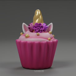 Cupcake_Paint_001.png STL-Datei Cupcake im Einhorn-Stil・Design zum Herunterladen und 3D-Drucken, XVicky3D