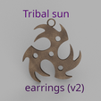 Tribal sun earrings (v2) Free STL file Tribal sun earrings (v2)・Object to download and to 3D print