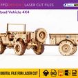 JP-W-REMOLQUE5.jpg Carro de guerra 4x4 con remolque planos corte láser madera mdf aglomerado de 3mm truck  modelo 3d para armar Laser Cut 3D Puzzle DIY png svg