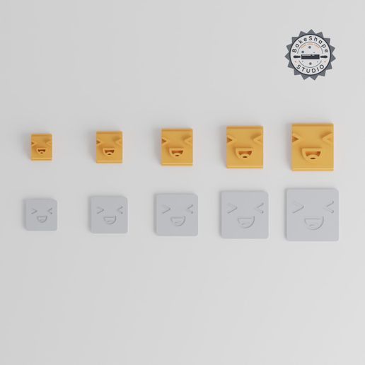 product_6932-02_overview.jpg Happy Face Stamp Tile Set, Smiling Emoji Kawaii Smile for Clay & Cookies, 5 Motif Sizes