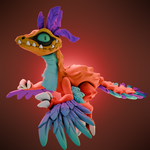 🦖🔥Articulated Feathered Raptor🦖🔥・ STL File for 3D printing・Cults