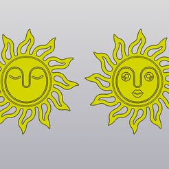 1.jpg 3D-Datei Set 2 Tassenuntersetzer Sonne mit Gesicht・Modell zum Herunterladen und 3D-Drucken