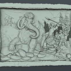 1.jpg caveman mammoth cnc art hunt frame