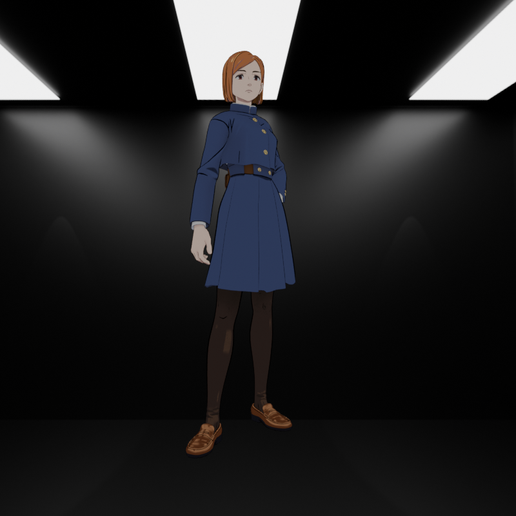 Captura-de-pantalla-2026-03-30-204941.png Kugisaki Nobara (Jujutsu Kaisen) - Straw Doll Technique Ready | 3D Printable Model with Base