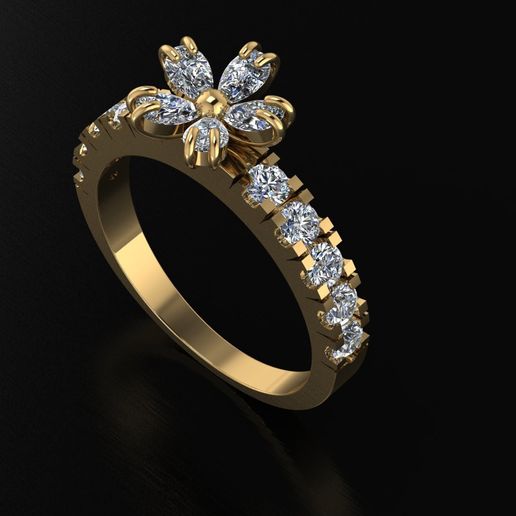 Elegant Flower Shape Gem Ring – Gold Jewelry Design