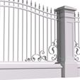 3dddd3.jpg 带有锻铁栏杆的古典风格围栏。入口车道铁门