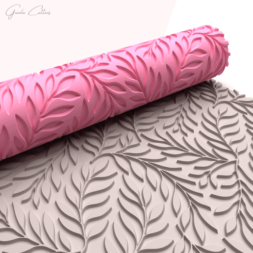 sdgsdgdsg.png Leaves Texture Roller For Polymer Clay, Floral Clay Texture Rolling Pin, Polymer Clay Tool, Printable, Digital STL File, No: 1481