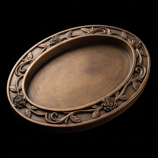 Elegant Rose Oval Decorative Tray - Vintage Floral Trinket Dish STL 3D model
