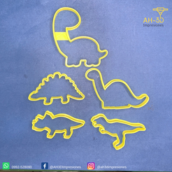 dinos.png STL file Dinos cookie Cutter・3D printing design to download