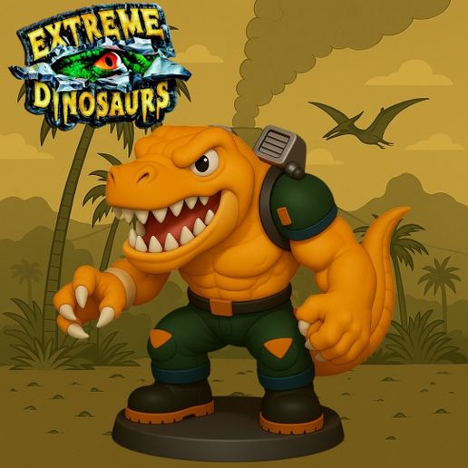 🦈 T-Bone Chibi Extreme Dinosaurs・ STL File for 3D printing・Cults