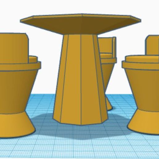 Mos Pelgo Cantina table and stool 3D model