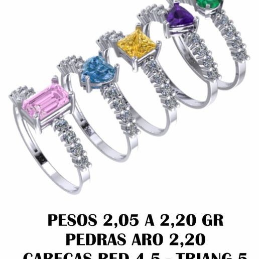 5 stone rings 3D model