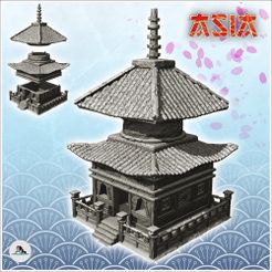 1-PREM.jpg STL file Eastern pagoda with access staircase, curved double roof and spike at the top (5) - Medieval Asia Feudal Asian Traditionnal Ninja Oriental・3D printable model to download