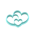 4.png 3-Hearts Cookie Cutters | Standard & Imprint Cutters Included | STL Files