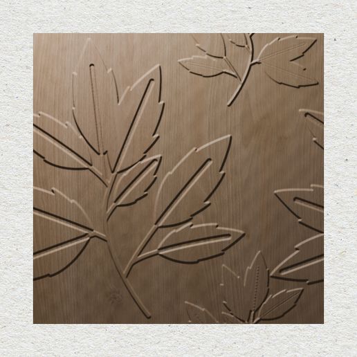 Botanical Leafy Branch Seamless 3D Wall Panel STL Model for CNC & 3D Printing