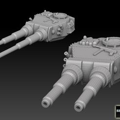 doublecannons promo.jpg STL-Datei Doppelläufige Tiger-Panzertürme・Design zum Herunterladen und 3D-Drucken