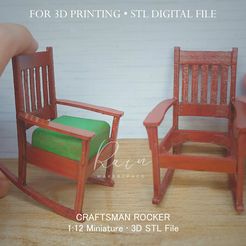 Craftsman-Rocker.jpg MINIATURE HOSPITAL Craftsman Rocker / Rocking Chair  | Early 1900 Hospital Room | Miniature Furniture