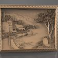 Panno_03.jpg lake view with building house cnc art