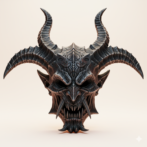 Demon lord mask - Halloween, spooky, scary, horror, creepy, haunted, October 31, trick or treat, pumpkin, jack o’ lantern, jackolantern, ghost, skeleton, skull, zombie, witch, vampire, monster, mummy, Frankenstein 3D Model 3D model