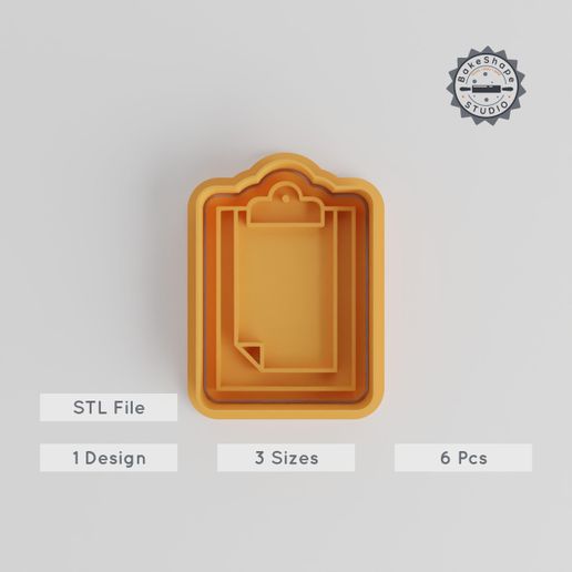 Clipboard Shape Cutter & Stamp, Perfect for Cookies & Fondant, Includes S/M/L Sizes, Task Board School & Work Supplies 3D model