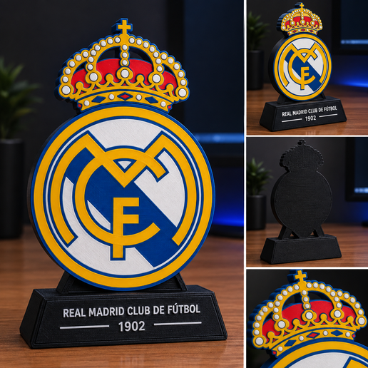 Enfeite de Mesa Decorativo – Escudo Real Madrid 3D