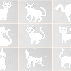 Collage-2022-08-26-13_54_31.jpg Archivo STL Silueta de gato, conjunto de 9 gatos, gato asustado, contorno de gato, plantilla・Plan de impresora 3D para descargar, drakoniccreations