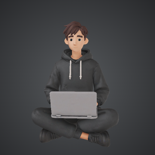 Stylised Teen Boy with Laptop