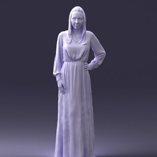 000352 Woman in Green Dress - 3D model önizlemesi