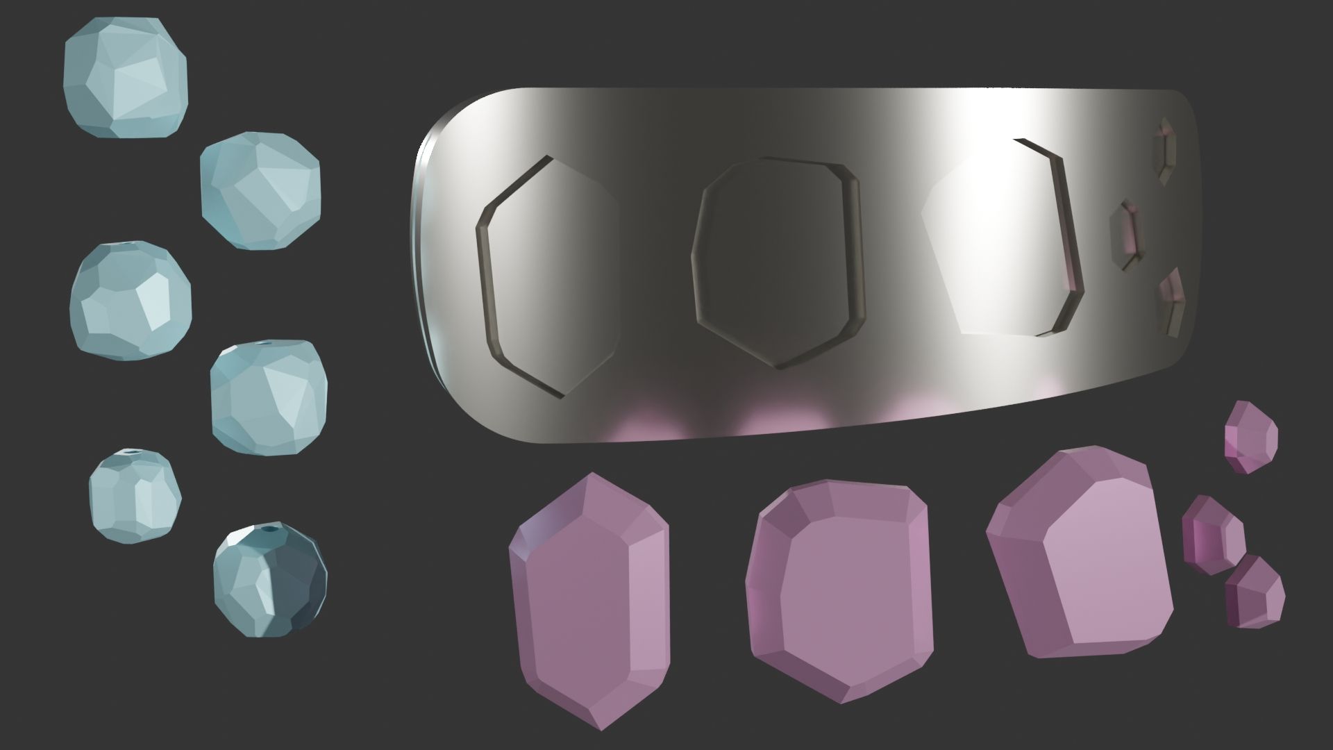 Tengen-Uzui-Headband-Gems.jpg 3D file Demon Slayer- Tengen Uzui - Headband - Bracelet - Armband - Ring・3D printer design to download, IntentionalDraw