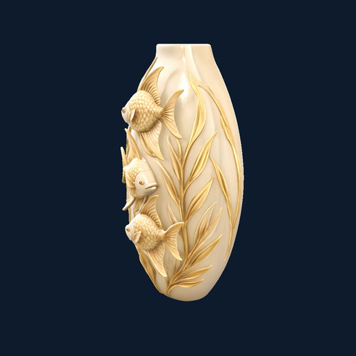 Floral Relief Vase – Bell-Shaped Flowers and Leaves STL