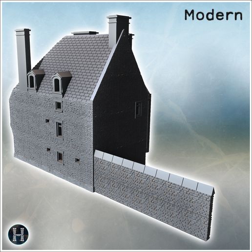 7.jpg Четырехэтажное здание с мансардной крышей и симметричными окнами на каждом уровне (Карентан, Нормандия 1944, Франция) (36) - Современная WW2 WW1 Мировая война Diaroma Wargaming RPG Mini Hobby