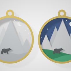 bear.png STL file Keychain - mountain bear under the starts・3D printable model to download