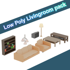 Cover-Image2.png 3D file Low Poly Livingroom pack・3D printable design to download