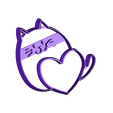 kalpli kedijik v1.obj Cat with Heart Cookie Cutter