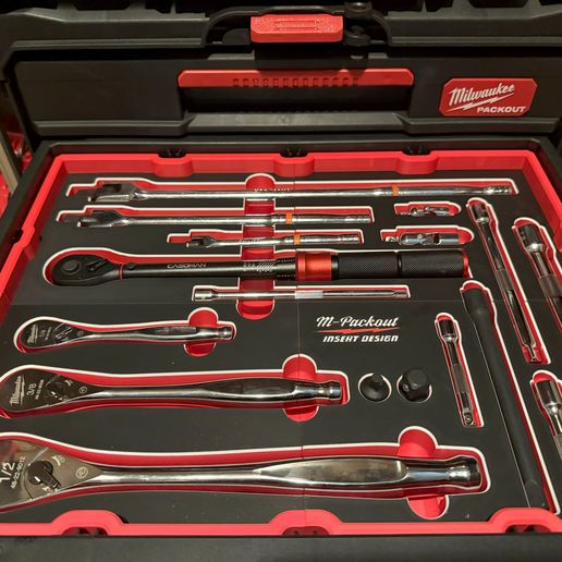 Milwaukee  Packout 4 Drawer 4932493189 insert for Ratchets  1/4-3/8-1/2 and extensions + Torgue wrench  sets