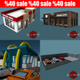 sale.png 1:64 city objects bundle pack fastfood dioramas car parking starbucks burgerking