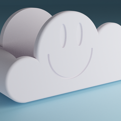 Render.png Free STL file Smiley Cloud Business Card Holder・Template to download and 3D print